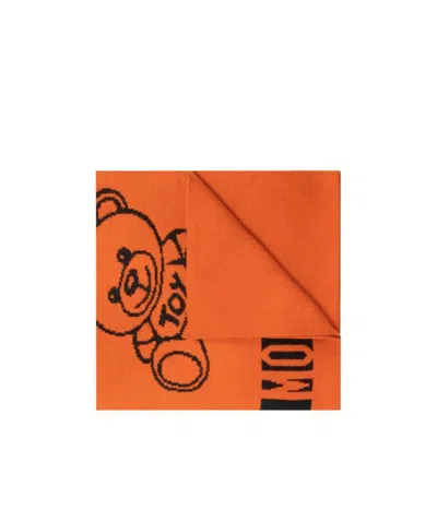 Moschino Logo Scarf In Orange