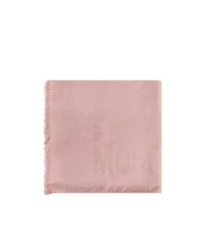 MOSCHINO LOGO-EMBOSSED FRINGED SCARF