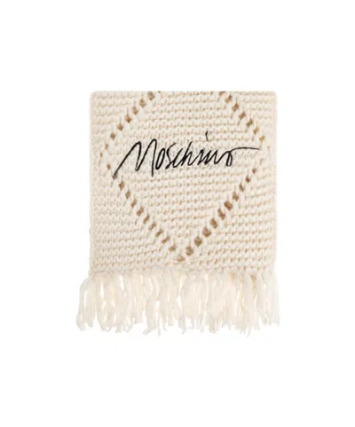 Moschino Cable-knit Fringed Scarf In Neutral