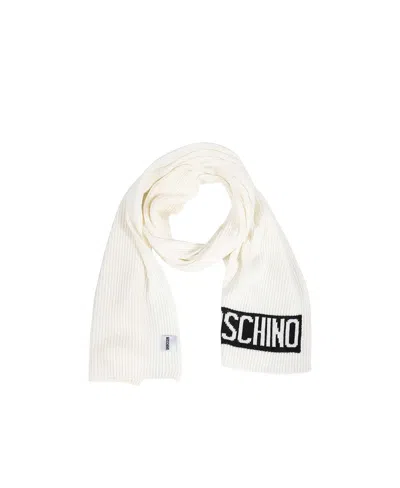 Moschino Logo Scarf In White