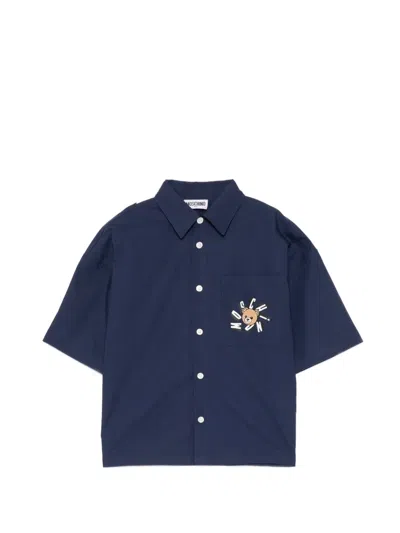 Moschino Kids' Logo Shirt In Blue