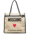 Moschino Logo Shopping Bag In Neutrals