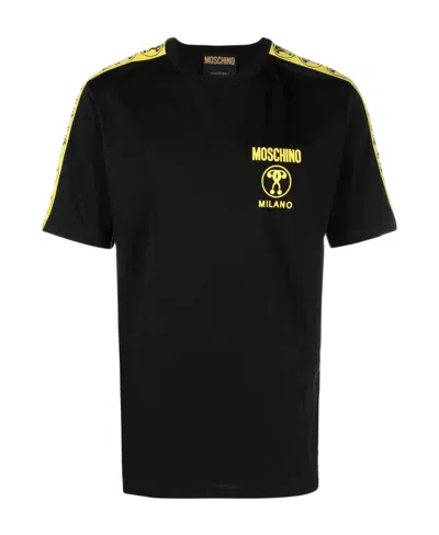 Moschino Logo Short-sleeved Cotton T-shirt In Black