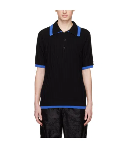 Moschino Logo Short-sleeved Polo Shirt In Black