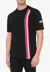 Moschino Stripe-trim Cotton T-shirt In Black