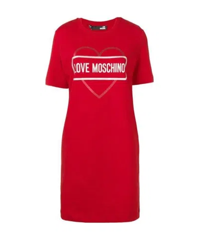 Moschino Logo Short-sleeved T-shirt Dress In Red