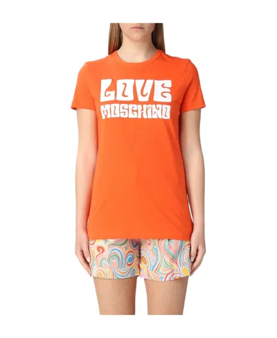 Moschino Logo Short-sleeved T-shirt In Orange