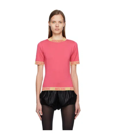 Moschino Logo Short-sleeved T-shirt In Pink