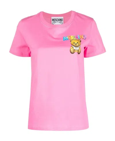 Moschino Logo Short-sleeved T-shirt In Pink