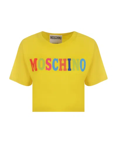 Moschino Logo Short T-shirt In Yellow