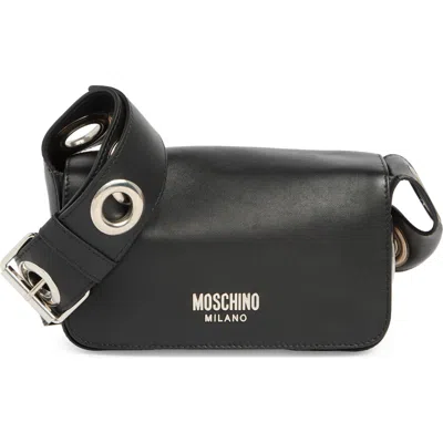 Moschino Logo Shoulder Bag In Black