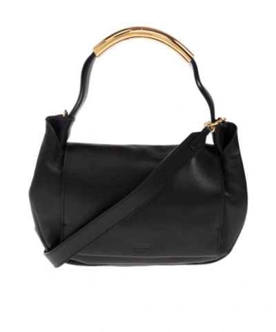 Moschino Logo Shoulder Bag In Black