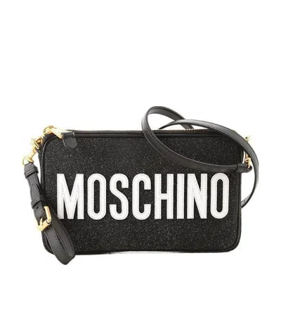 Moschino Logo Shoulder Bag In Black