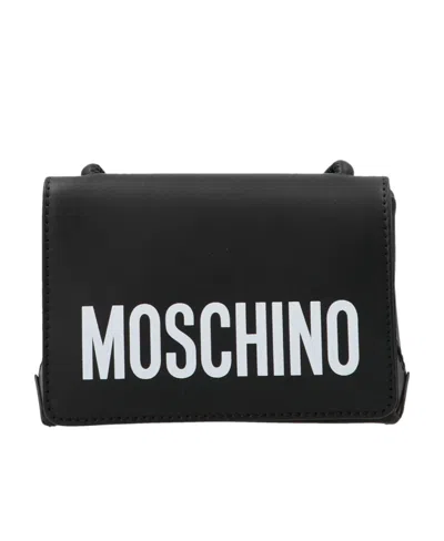 Moschino Logo Shoulder Bag In Black