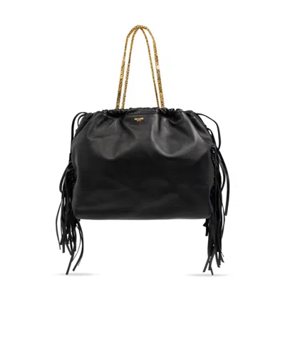 Moschino Logo Shoulder Bag In Black