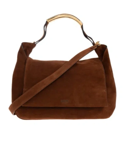 Moschino Logo Shoulder Bag In Brown