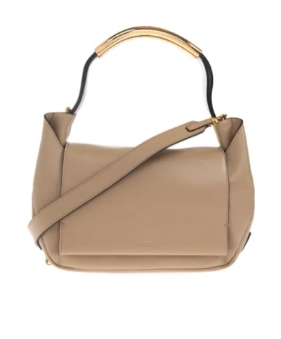 Moschino Logo Shoulder Bag In Brown