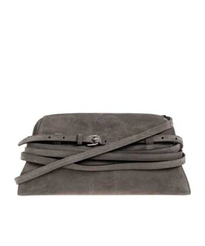 Moschino Large Tie Me Clutch Bag In Gray