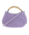 Moschino Handle-me Curved Suede Tote Bag In Purple