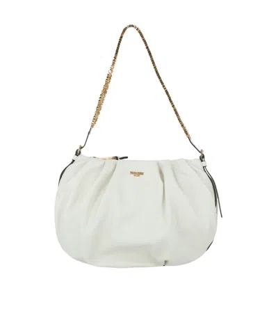 Moschino Logo Shoulder Bag In White