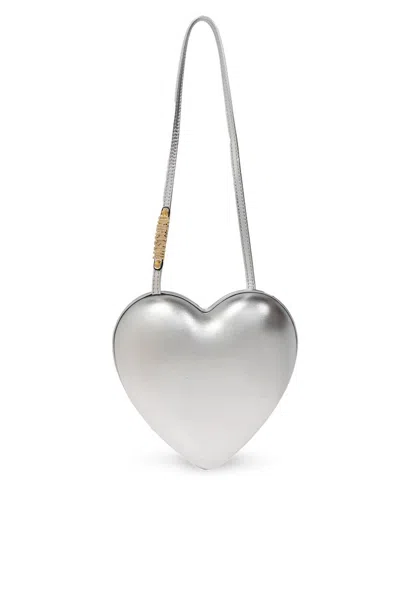 Moschino Heart-shaped Shoulder Bag In Silver