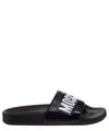 Moschino Womens Rubber Slip On Slide Sandals In Black