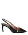 Moschino 85mm Logo-lettering Slingback Pumps In Black