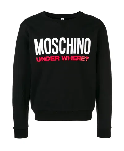 Moschino Logo Slogan Sweatshirt In Black