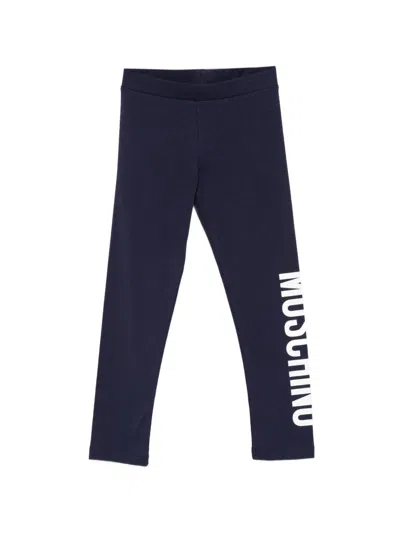 Moschino Kids' Logo Sports Leggings In Blue