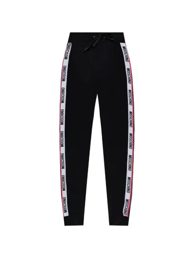 Moschino Dqm Logo Jacquard Technical Fleece Jogging In Black