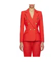 Moschino Heart-button Double-breasted Blazer In Red