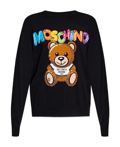 Moschino Logo Sweater In Black