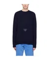 Moschino Cotton Crewneck Sweater With Teddy Bear Pattern In Black