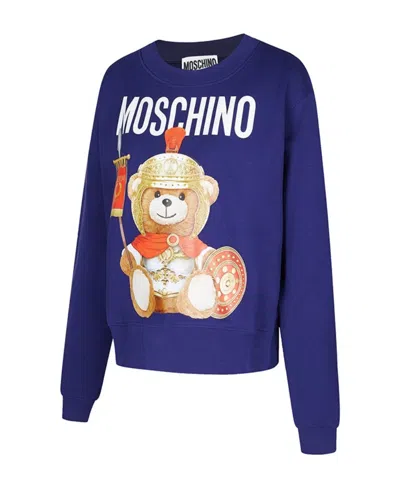 Moschino Logo Sweater In Blue