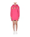 Moschino Dress With Multicolor Flocked Logo In Pink