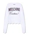 Moschino Cropped White Sweatshirt With Scalloped Hem In White
