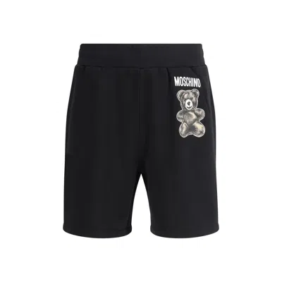 Moschino Logo Sweatpants Shorts In Black