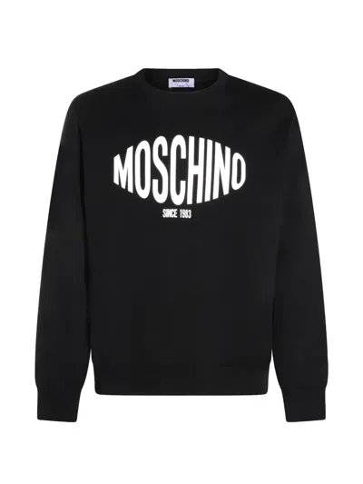 Moschino Printed Organic Cotton Sweatshirt In Black
