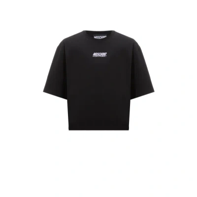 Moschino Embroidered-logo Cotton T-shirt In Black