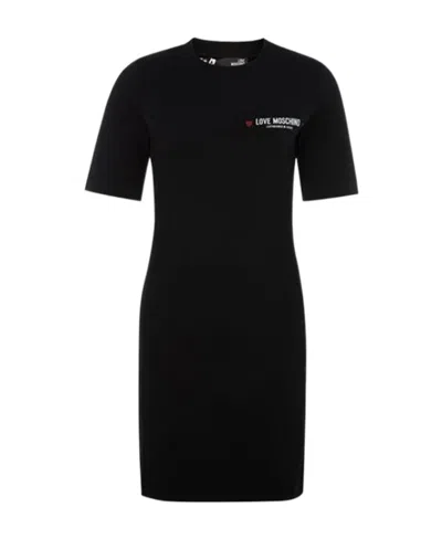 Moschino Logo T-shirt Dress In Black