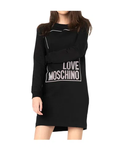 Moschino Logo T-shirt Dress In Black