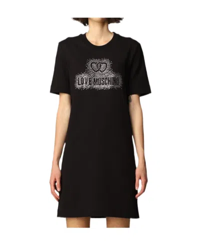 Moschino Logo T-shirt Dress In Black