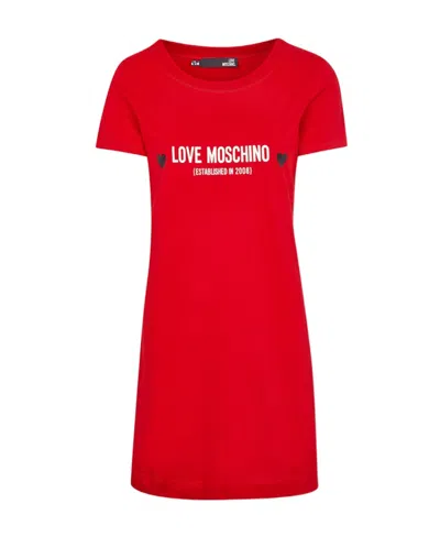 Moschino Logo T-shirt Dress In Red