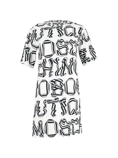 Pre-owned Moschino Logo T-shirt Dress In White