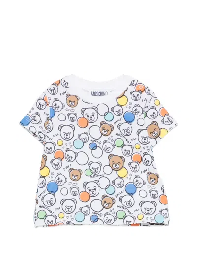 Moschino Babies' Logo T-shirt In White