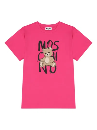 Moschino Kids' Logo T-shrit Dress In Pink
