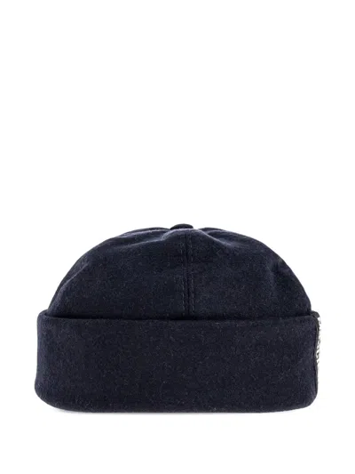 Moschino Logo-tag Adjustable Beanie In Blue