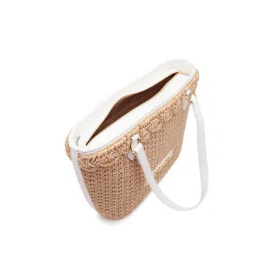 Moschino Logo Tag Rafia Tote Bag Beige > In ["beige"]