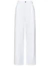 Moschino Wide-leg White Jeans With Laurel Crown Patch