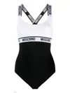 Moschino Logo-tape Cotton Bodysuit In Black